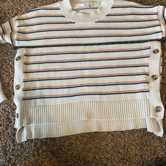 Madewell Brownstone Side-Button Sweater in Stripe - Picture 11 of 15